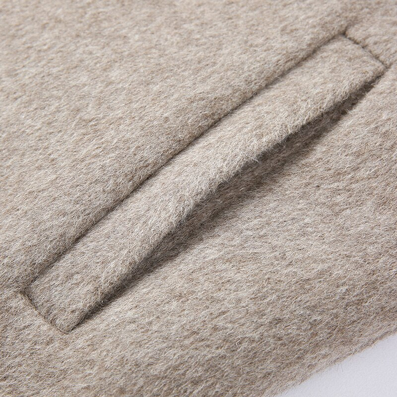 Real Wool Detachable Big Real Fox Fur Collar Long Coats