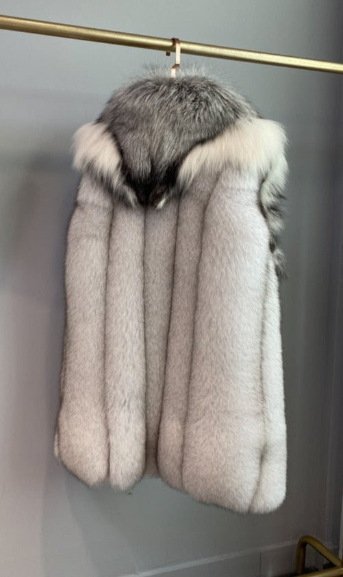 Long Real Fur Vest Big Lapel Fur Collar