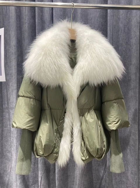 Goose Down Big Fur Collar Puffer Jackets