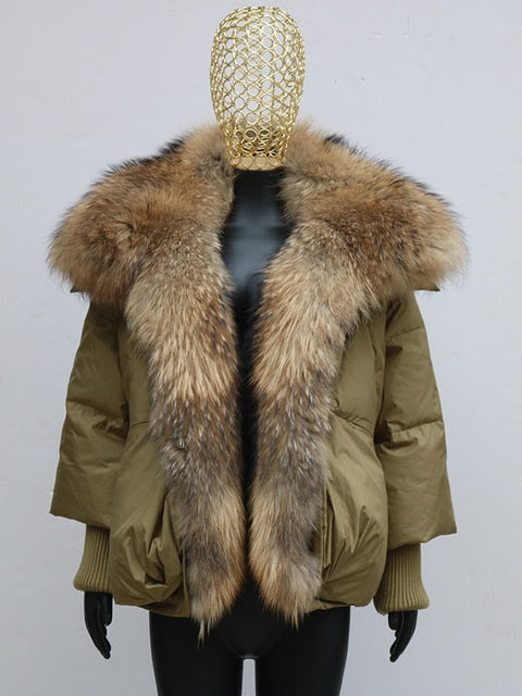 Goose Down Big Fur Collar Puffer Jackets