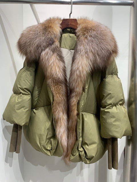 Goose Down Big Fur Collar Puffer Jackets