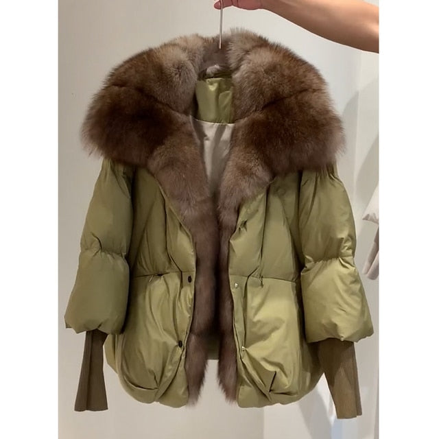 Goose Down Big Fur Collar Puffer Jackets