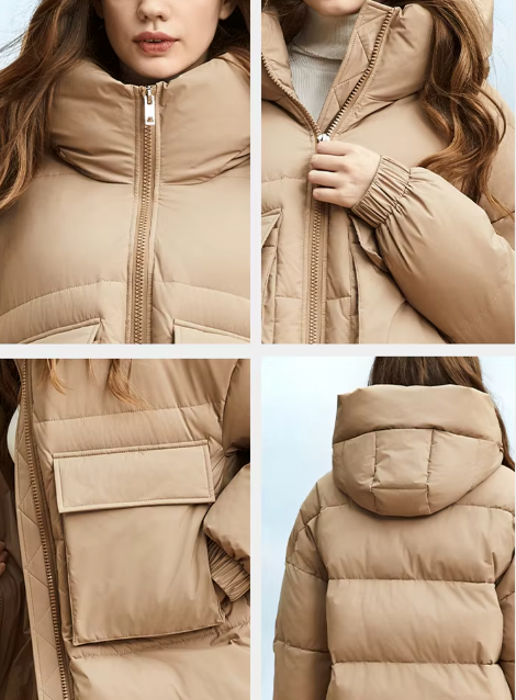 Big Pocket Long Puffer Coats Hooded Stand-Up Collar