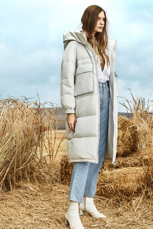 Big Pocket Long Puffer Coats Hooded Stand-Up Collar