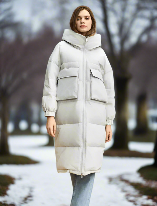 Big Pocket Long Puffer Coats Hooded Stand-Up Collar