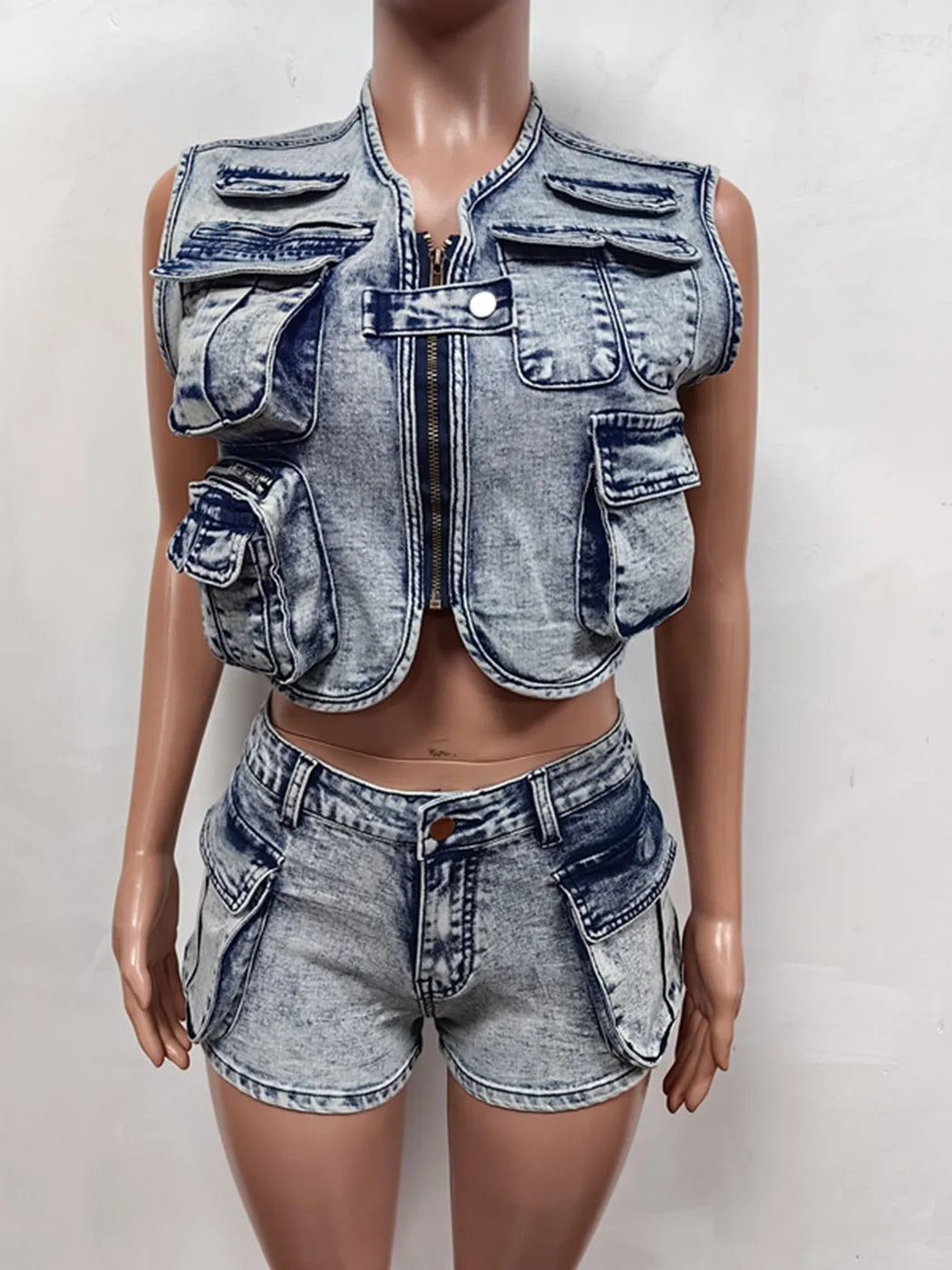 Denim Crop Jackets & Short Sets