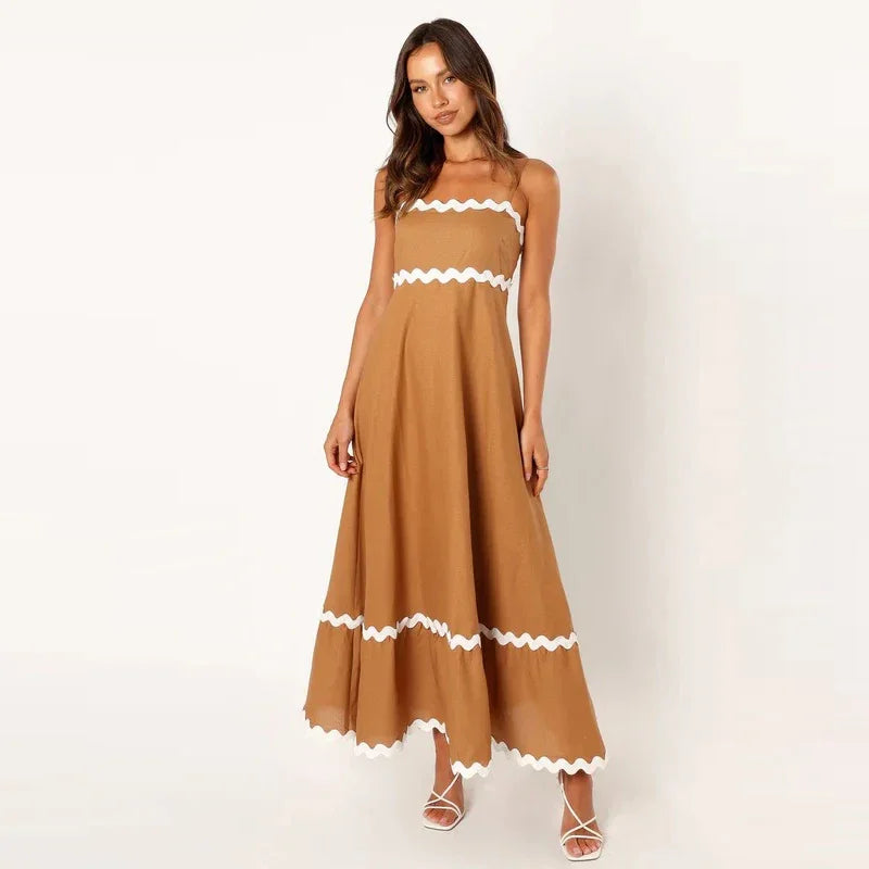 Spaghetti Strap Backless Maxi Dresses