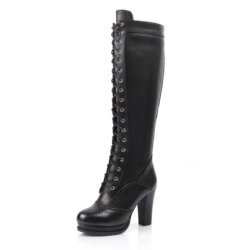 Genuine Leather Knee High Boots