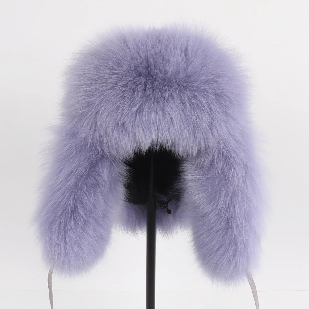 Natural Fur Bomber Has Genuine Real Fur Caps