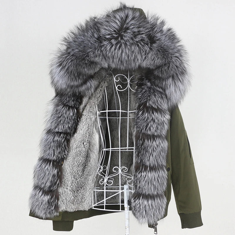 Waterproof Bomber Parka Real Fur Liner Coats