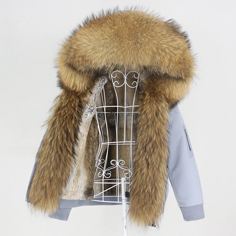 Waterproof Bomber Parka Real Fur Liner Coats