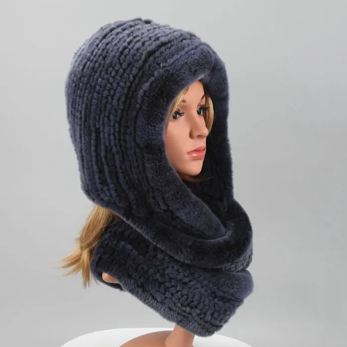 Knitted Real Fur Scarf Hoods