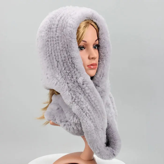 Knitted Real Fur Scarf Hoods
