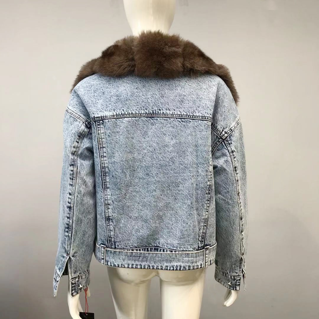 Denim Jackets Real Fur Collar