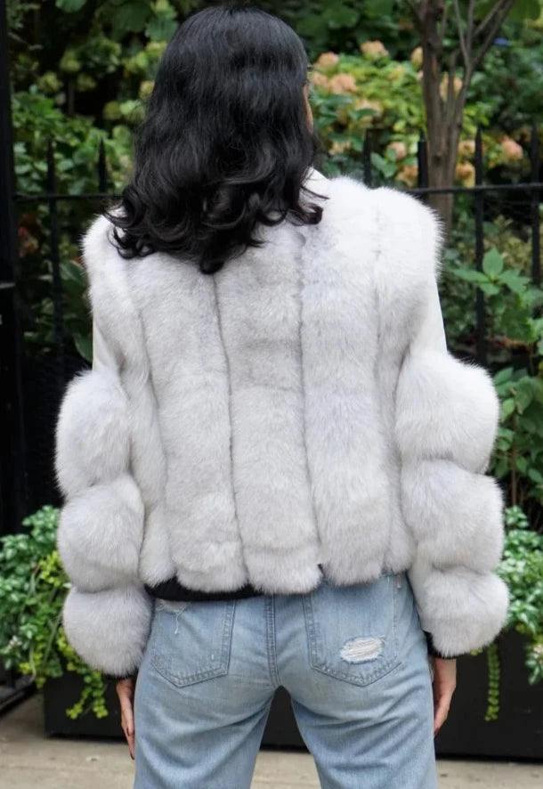 Genuine Leather Moto Real Fox Fur Coats