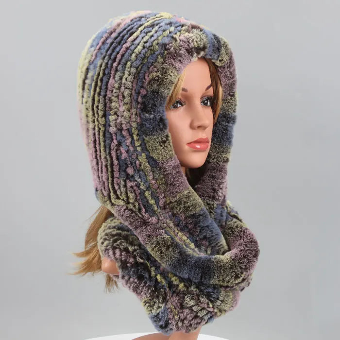 Knitted Real Fur Scarf Hoods