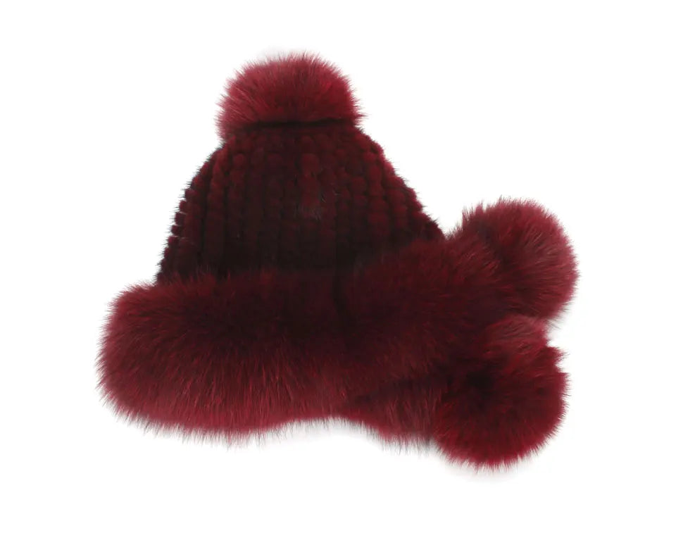 Real Mink Fur Beanies Fox Fur Ball