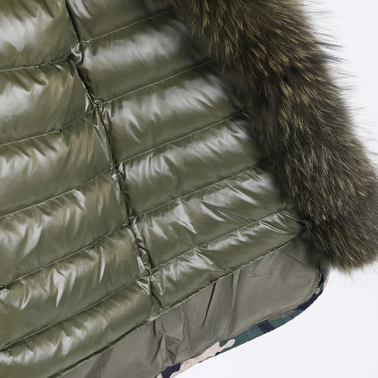 Duck Down Liner Real Fur Hooded Parka Long Coats