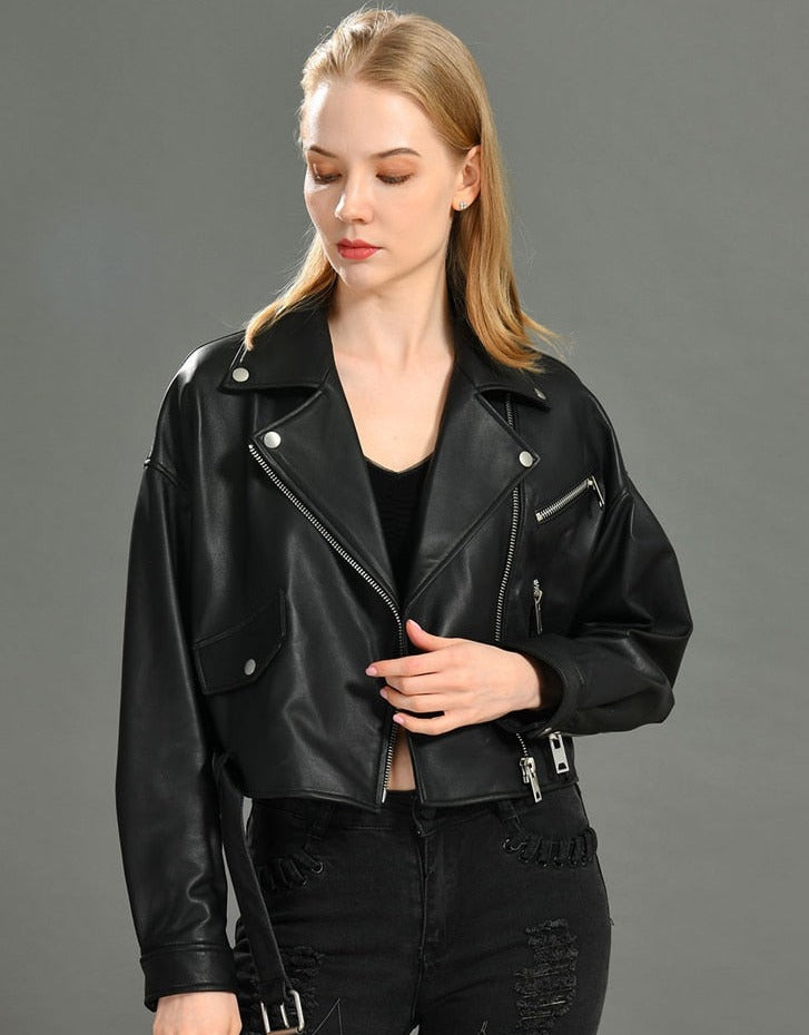 Genuine Leather Moto Jackets Crop (multi-colors)