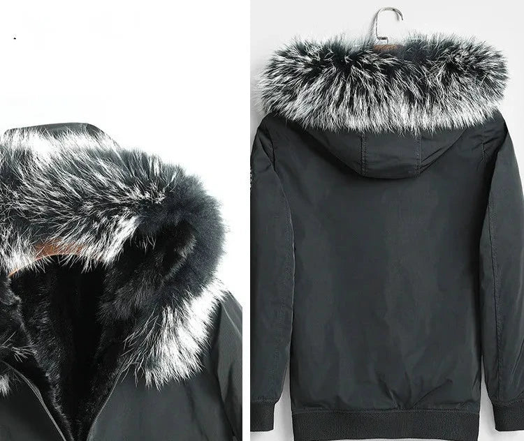 Real Mink Fur Lining Fur Coat Parka