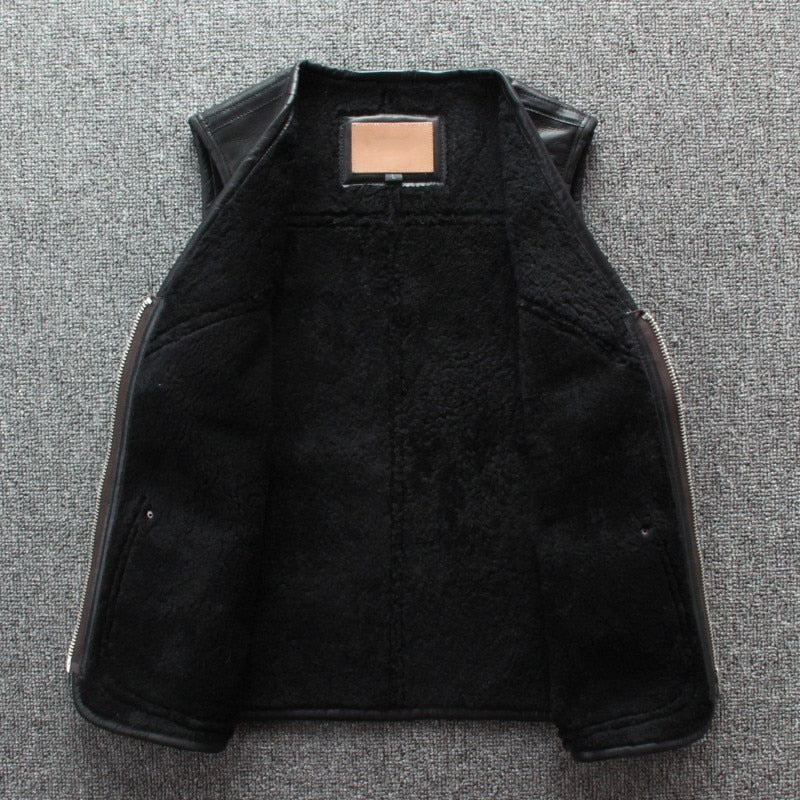 Genuine Leather Vest Shearling Lining