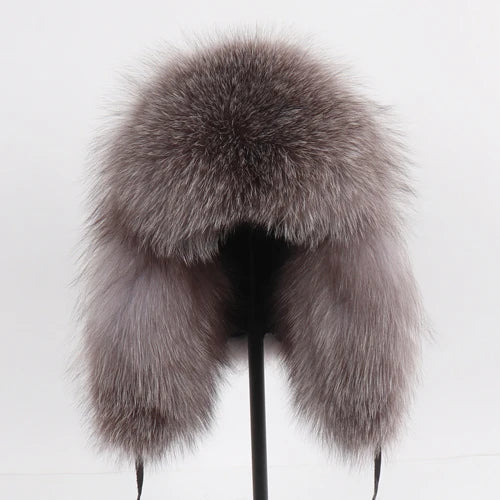 Natural Fur Bomber Has Genuine Real Fur Caps
