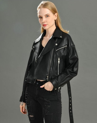 Genuine Leather Moto Jackets Crop (multi-colors)