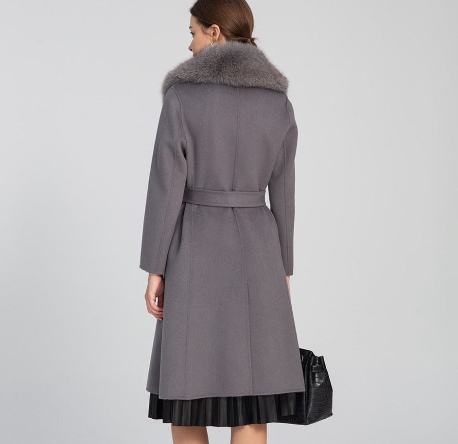 Real Wool Real Fox Fur Collar Long Coats