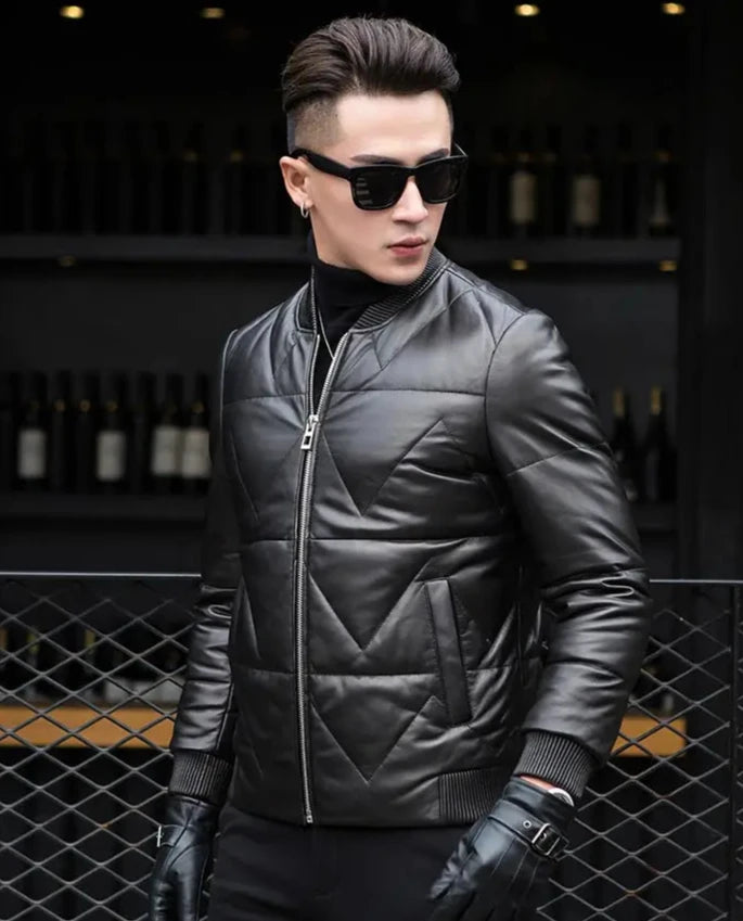 Genuine Leather Down Jacket