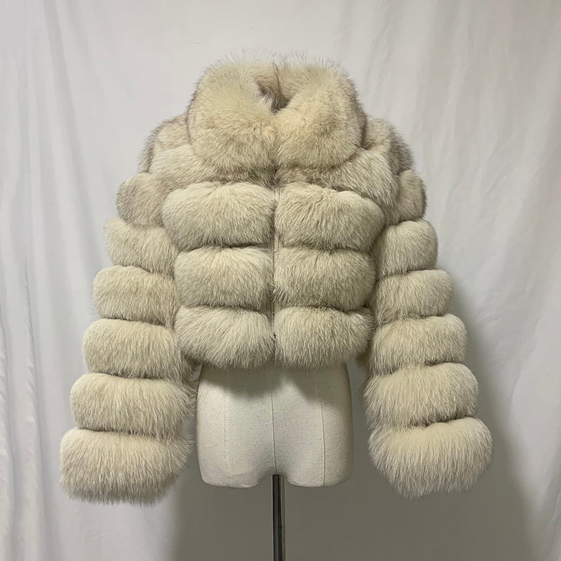 Pattern Real Fox Fur Coats Short