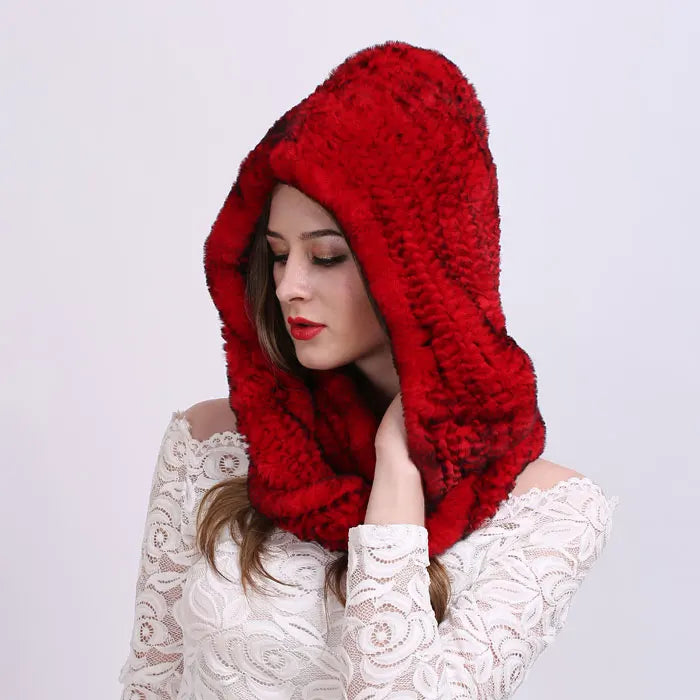 Knitted Real Fur Scarf Hoods
