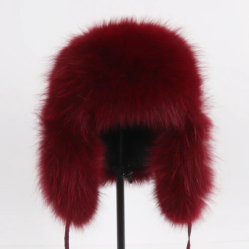 Natural Fur Bomber Has Genuine Real Fur Caps