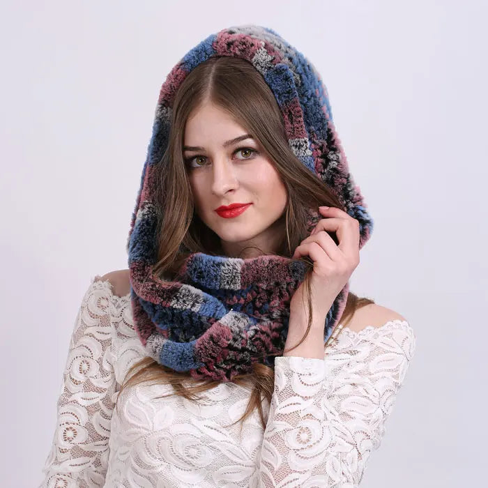 Knitted Real Fur Scarf Hoods