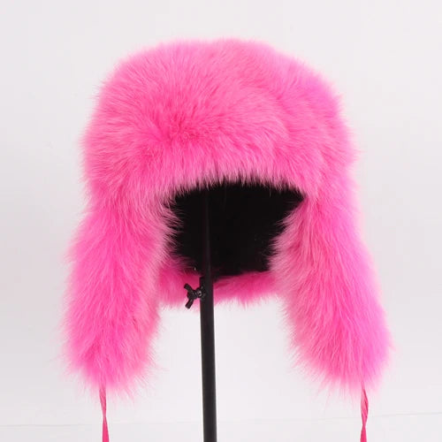 Natural Fur Bomber Has Genuine Real Fur Caps