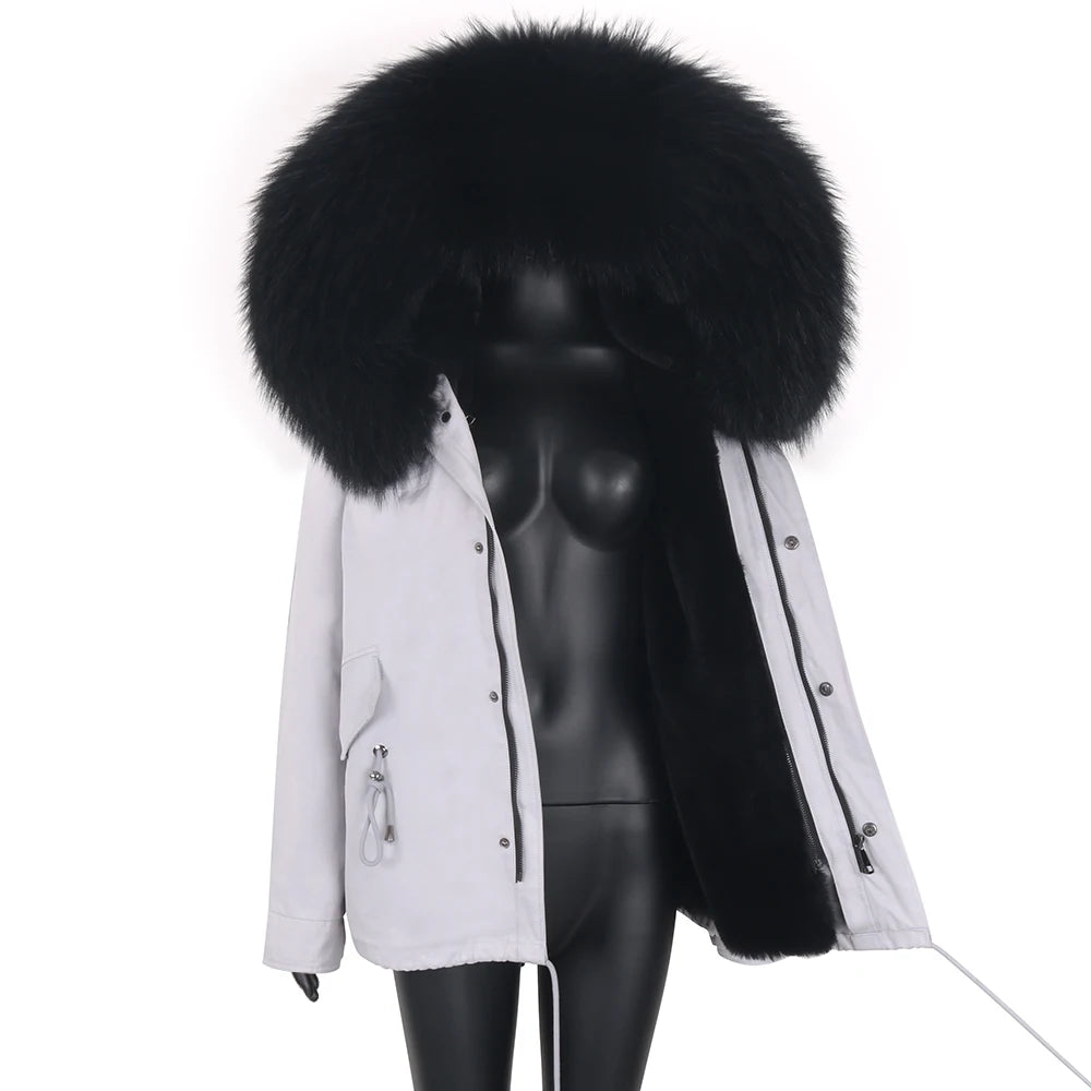 Waterproof Coats Real Mink Fur Liner Big Fox Fur Parka Elevate Swag