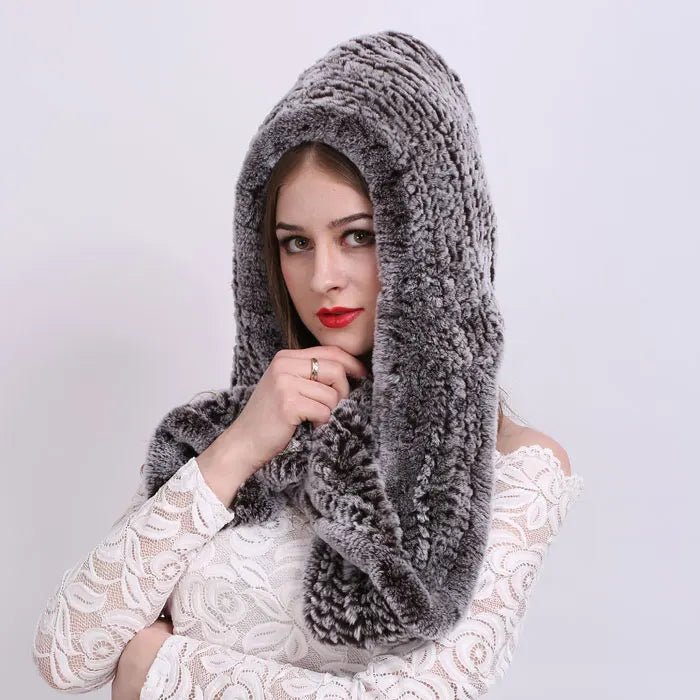 Knitted Real Fur Scarf Hoods