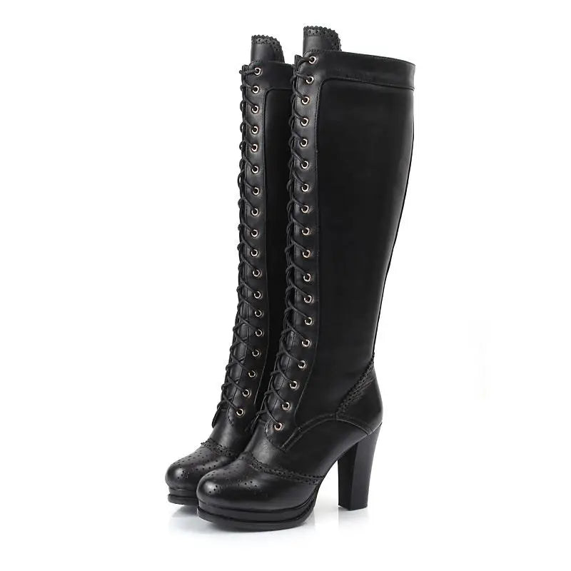 Genuine Leather Knee High Boots