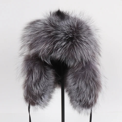 Natural Fur Bomber Has Genuine Real Fur Caps