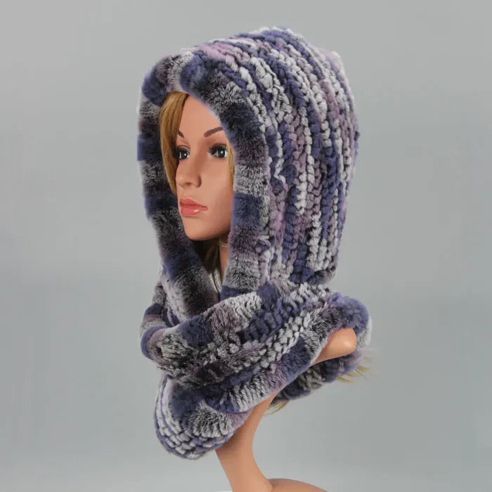 Knitted Real Fur Scarf Hoods