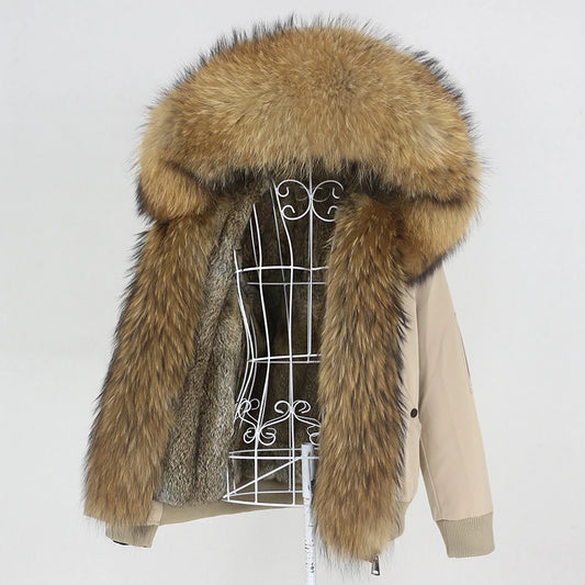 Waterproof Bomber Parka Real Fur Liner Coats