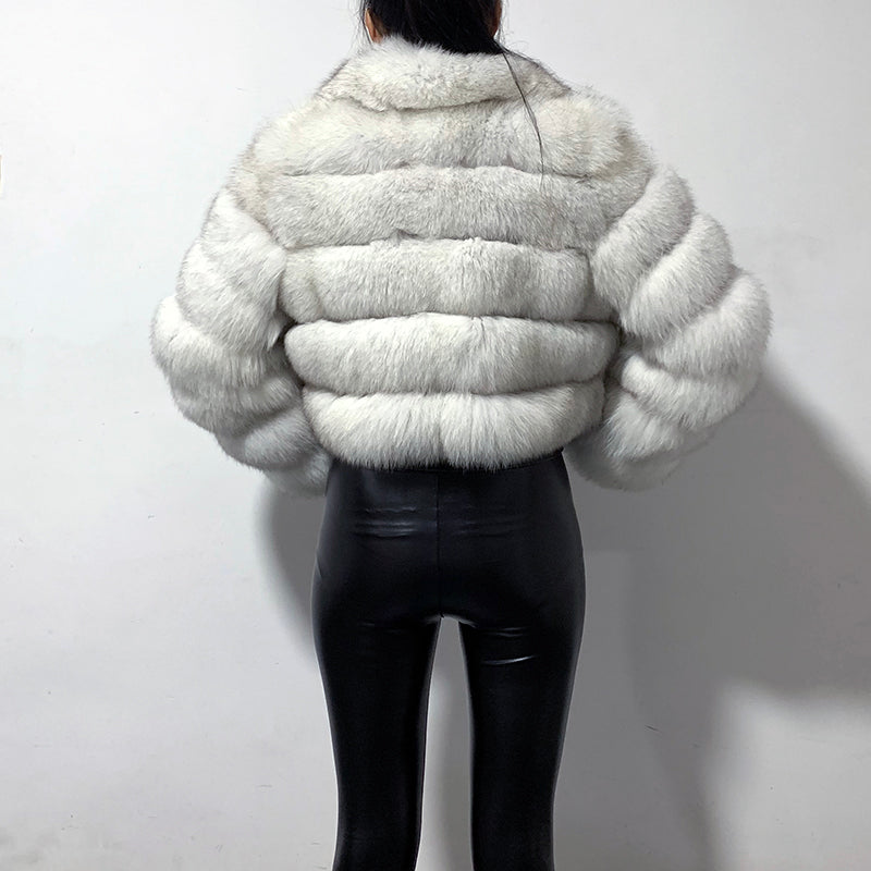 Pattern Real Fox Fur Coats Short