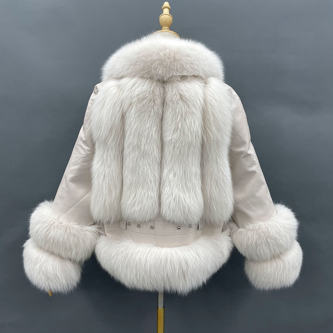 Genuine Leather Coats With Fluffy Real Fur Pattern