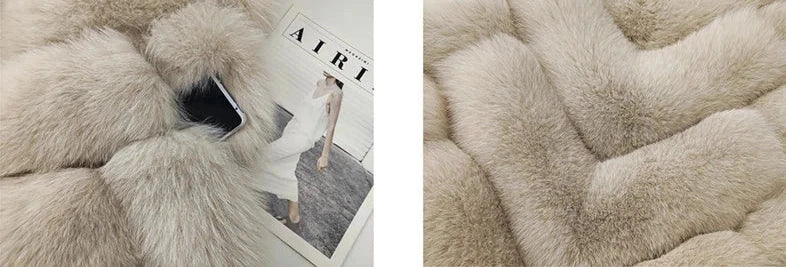 Pattern Long Real Fox Fur Coats