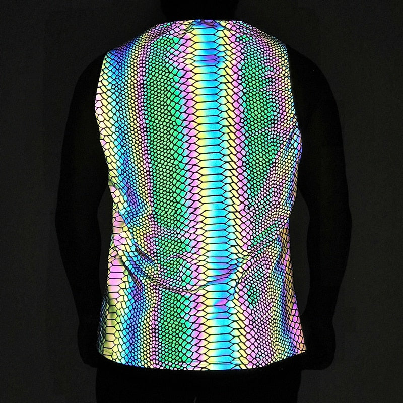 Rainbow Reflective Glow Sleeveless Shirts