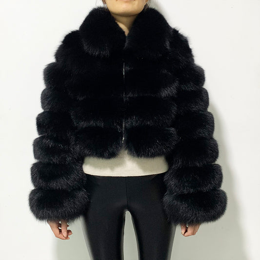 Pattern Real Fox Fur Coats Short