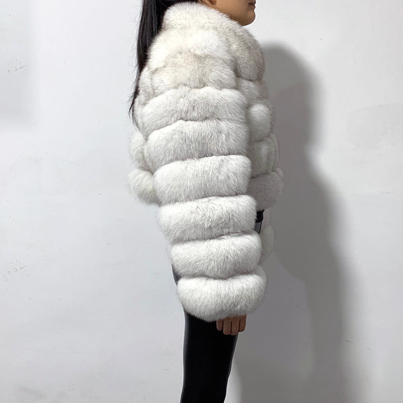 Pattern Real Fox Fur Coats Short