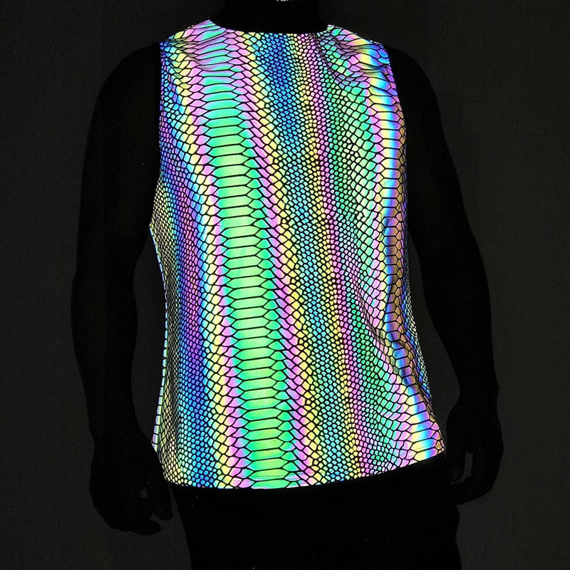 Rainbow Reflective Glow Sleeveless Shirts