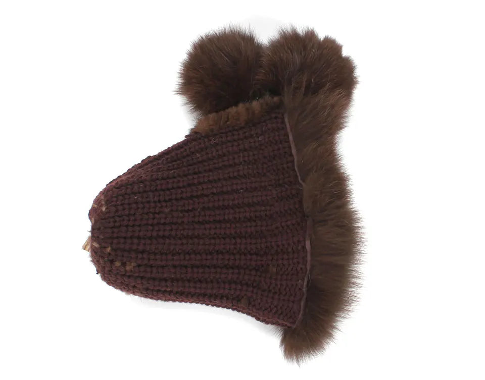 Real Mink Fur Beanies Fox Fur Ball