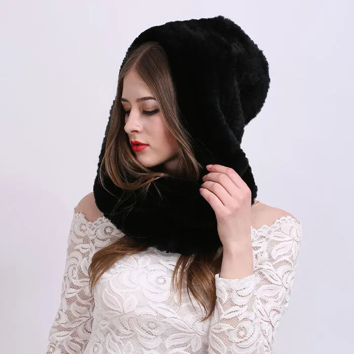 Knitted Real Fur Scarf Hoods