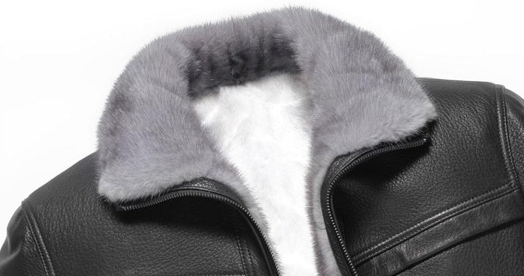 Genuine Leather Coat Real Mink Fur Liner